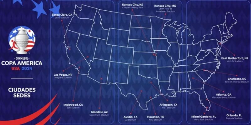 14 sân vận động được sử dụng cho Copa America 2024
